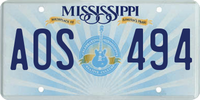 MS license plate AOS494