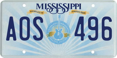 MS license plate AOS496