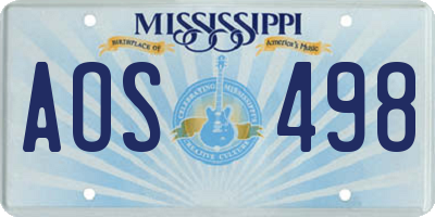 MS license plate AOS498