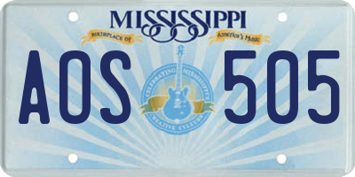 MS license plate AOS505