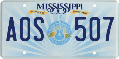 MS license plate AOS507