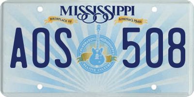 MS license plate AOS508