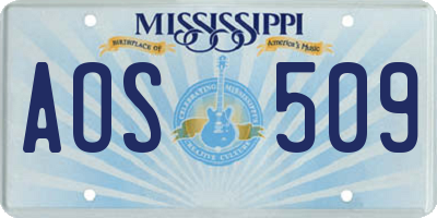 MS license plate AOS509