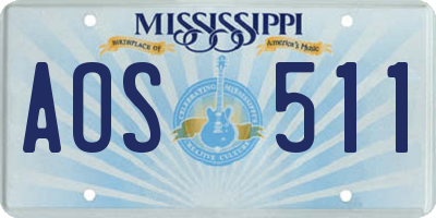 MS license plate AOS511