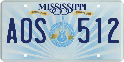 MS license plate AOS512