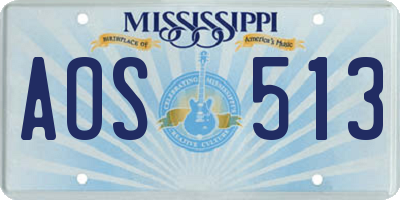 MS license plate AOS513