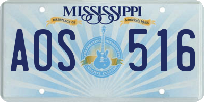 MS license plate AOS516