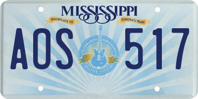 MS license plate AOS517