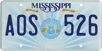 MS license plate AOS526