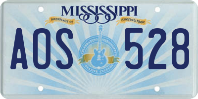 MS license plate AOS528