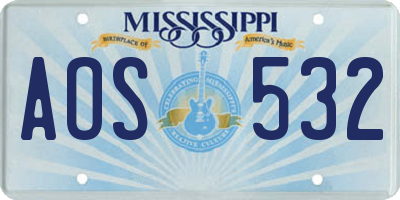 MS license plate AOS532