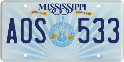 MS license plate AOS533