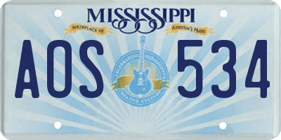 MS license plate AOS534