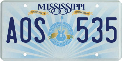 MS license plate AOS535