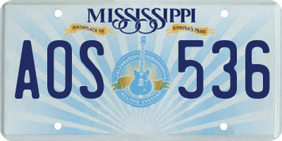 MS license plate AOS536