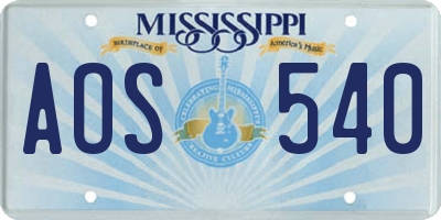 MS license plate AOS540