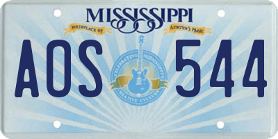 MS license plate AOS544