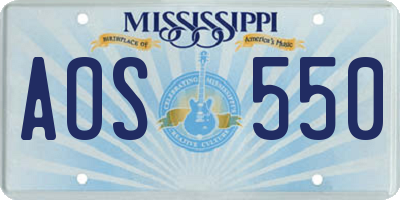 MS license plate AOS550