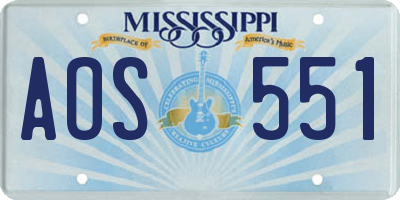 MS license plate AOS551