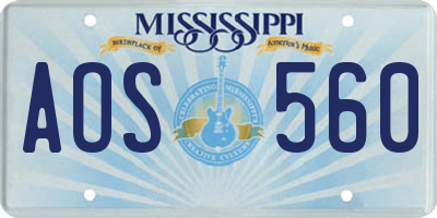 MS license plate AOS560