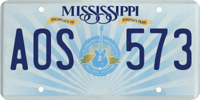 MS license plate AOS573