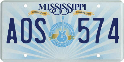MS license plate AOS574