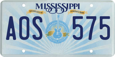MS license plate AOS575