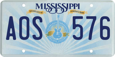 MS license plate AOS576