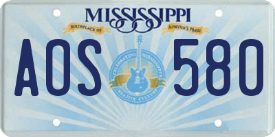 MS license plate AOS580