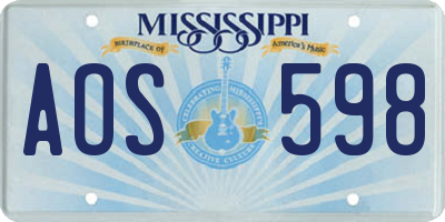 MS license plate AOS598
