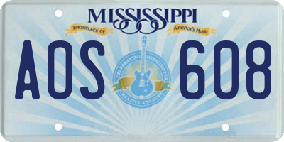 MS license plate AOS608