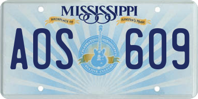 MS license plate AOS609