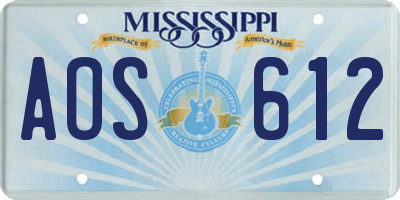 MS license plate AOS612