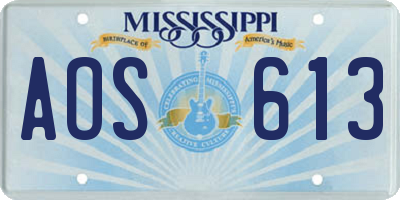 MS license plate AOS613