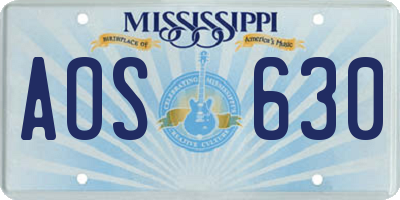 MS license plate AOS630