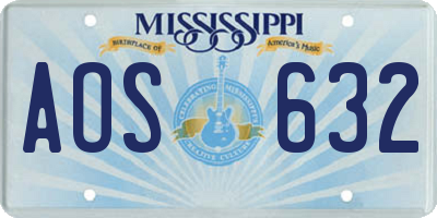 MS license plate AOS632