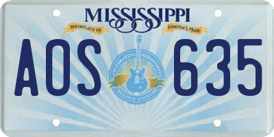 MS license plate AOS635