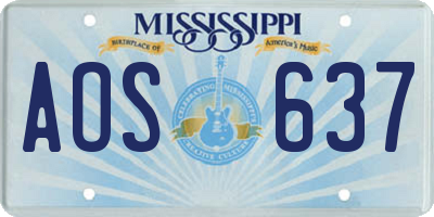 MS license plate AOS637