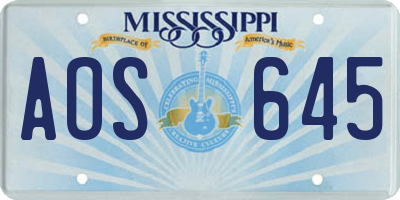 MS license plate AOS645