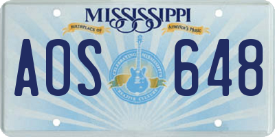 MS license plate AOS648