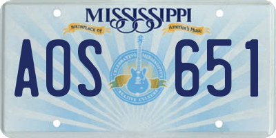 MS license plate AOS651