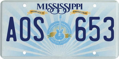 MS license plate AOS653