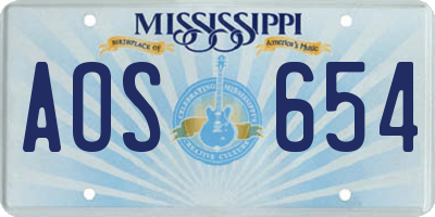 MS license plate AOS654