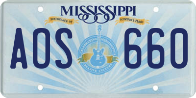 MS license plate AOS660