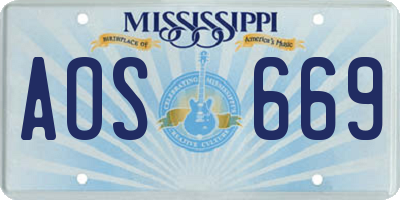 MS license plate AOS669