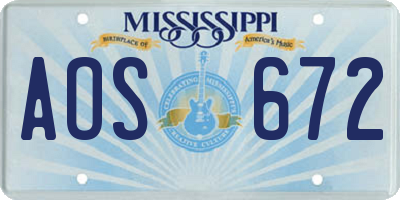 MS license plate AOS672