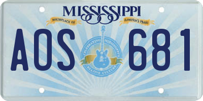 MS license plate AOS681