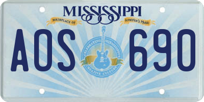 MS license plate AOS690