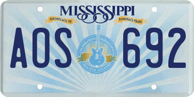 MS license plate AOS692