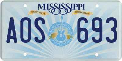 MS license plate AOS693